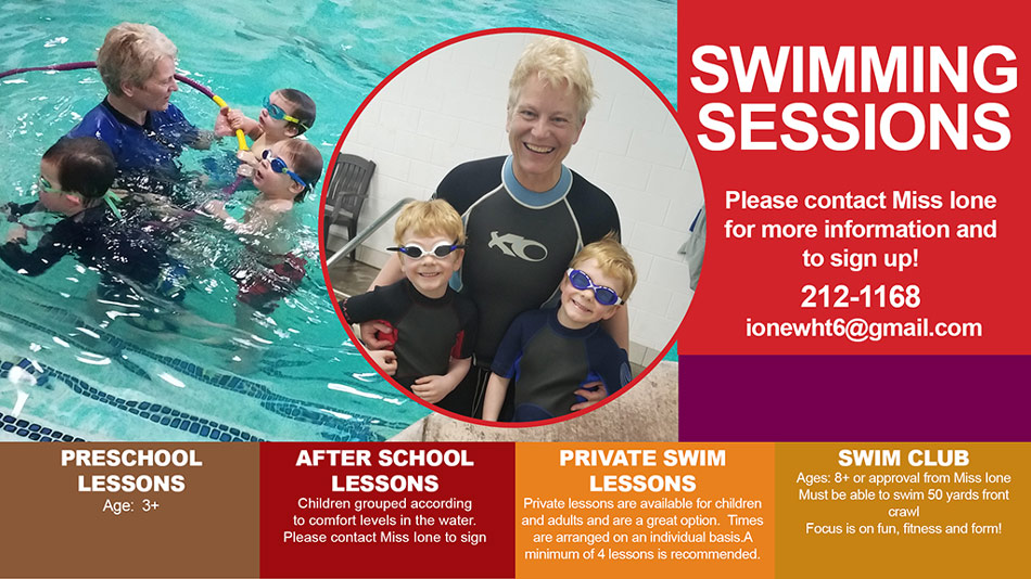 swimming lessons brochure with gym contact number